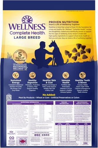 Vista 9 de Wellness Complete Health - Alimento seco para perros de raza grande con granos, ingredientes naturales, fabricado en Estados Unidos con carne real