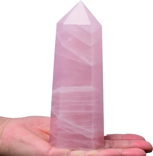 Vista 18 de Torres de cristal de piedra de sangre africana, 6 puntas de cuarzo facetado, obelisco rojo curativo, varita de cristal curativo 0.6-0.8 libras