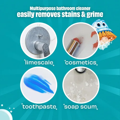 Vista 3 de Limpiador multiusos de baño con espuma fácil de limpiar Scrubbing Bubbles, botella de spray continuo, espuma de acción rápida, 13.58 onzas
