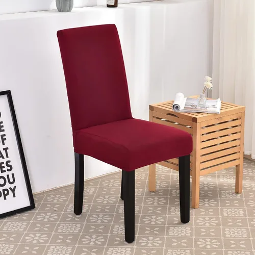 Vista 3 de HZDHCLH Juego de 4 fundas para sillas de comedor color burdeos, fundas elásticas de elastano para sillas Parsons, paquete de 4, fundas de asiento