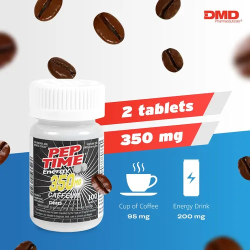 Vista 4 de Tabletas, píldoras de cafeína de vitamina B6 y B12, 350 mg de cafeína por porción, suplemento de rendimiento físico y enfoque, 100