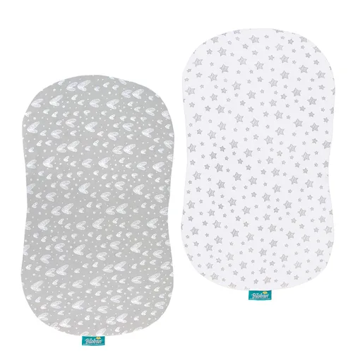 Vista 8 de Sábanas ajustadas de cuna, compatibles con Munchkin Brica Fold N' Go, 2 unidades, 100% algodón de punto jersey, transpirables y súper suaves, Gris