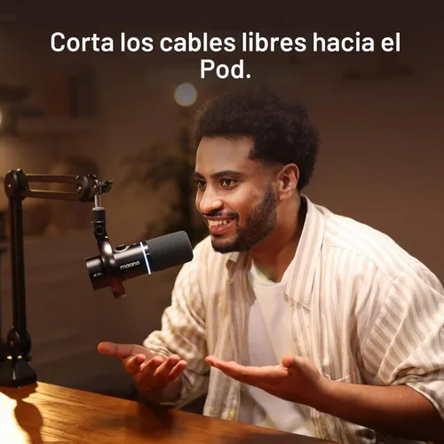Vista 2 de MAONO PD200W Hybrid Wireless Podcast Equipment Bundle para 2, kit de micrófono USB dinámico XLR con 2 brazos de brazo, software, cancelación