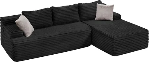 Vista 9 de Hobestluk - Sofá modular sin hueso, sofá seccional en forma de L 96" Right Facing Chaise Black,Memory Foam,Removable Cover,Non-slip Bottom,No