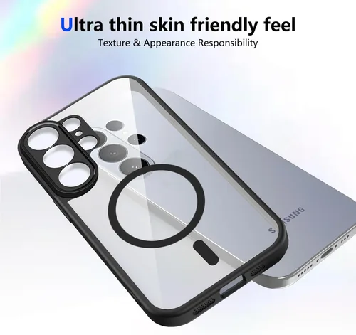 Vista 322 de Funda magnética transparente compatible con Xiaomi 17T, color negro 2 en 1 PC + TPU cubierta de teléfono a prueba de golpes, carcasa protectora