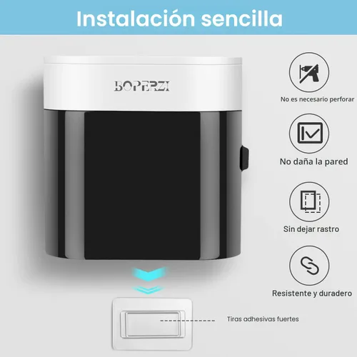 Vista 2 de Boperzi Soporte para cepillo de dientes con cubierta a prueba de polvo montado en la pared Dispensador automático para baño con ducha Juego con 2