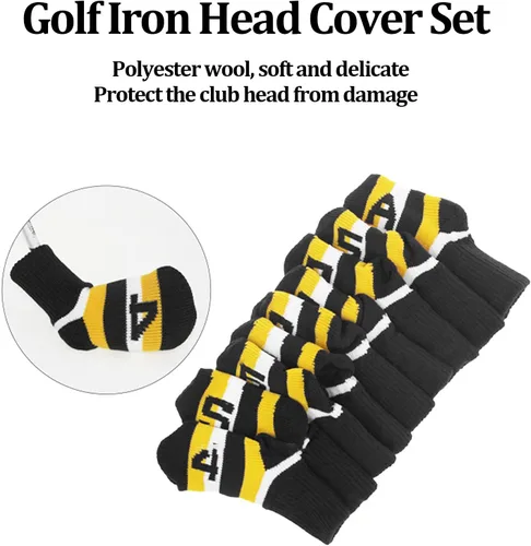 Vista 3 de Fundas de hierro de punto, fundas protectoras para golfs, juego con números para madera, ajuste conductores, calles, híbridos (negro) ocio y deportes