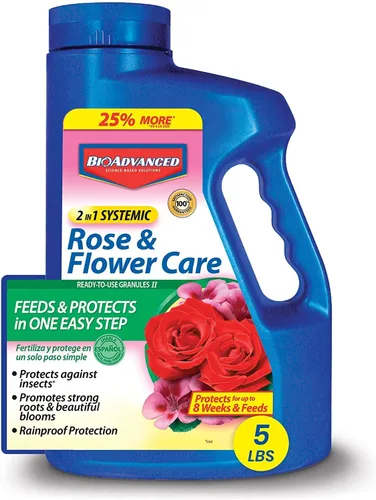 Vista 3 de BioAdvanced 2 en 1 Systemic Rose and Flower Care II, gránulos, 5 libras con insecticida BioAdvanced Rose and Flower, listo para usar, 24 onzas