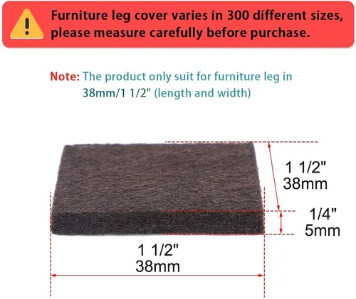 Vista 2 de uxcell 12 almohadillas para muebles cuadradas de 1 1/2 pulgadas, autoadhesivas, antideslizantes, antiarañazos, almohadillas de fieltro, protector