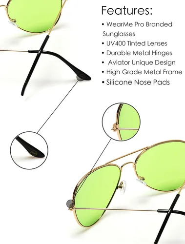 Vista 4 de WearMe Pro Gafas de sol clásicas con marco de metal estilo aviador