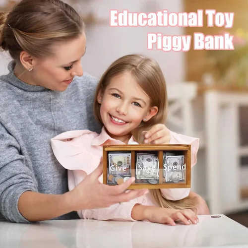 Vista 6 de Hucha para niños, hucha de ahorro de dinero para niños, caja de ahorro de dinero para niños, caja de ahorro de dinero segura para niños, enseña a