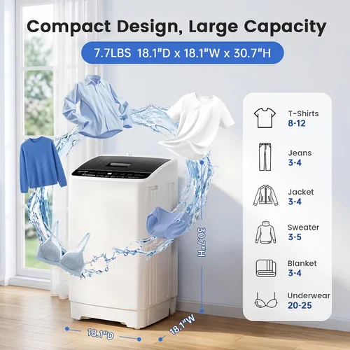 Vista 2 de BANGSON 1.08 Cu.Ft Portable Washing Machine for Apartments, White
