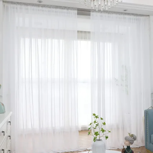 Vista 13 de L&TEC Cortinas traslúcidas para la ventana de color beige, 2 paneles de 48x45 pulgadas, con bolsillo básico para la barra de la cortina