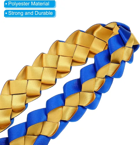Vista 4 de PATIKIL Leis de graduación de 47 pulgadas, 1 cinta de graduación Leis para dinero de graduación, clase Leis, color brillante, bricolaje para Azul