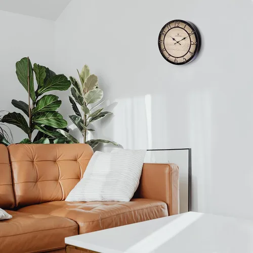 Vista 5 de Lafocuse Reloj de pared negro silencioso de 12 pulgadas, funciona con pilas, reloj de pared de granja para cocina, sala de estar, decoración rústica