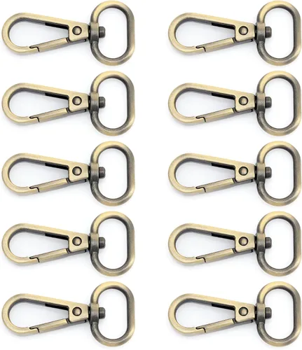 Vista 26 de CRAFTMEMORE Broches de langosta giratorios con gancho a presión, clips de moda, FS10, paquete de 10 (latón antiguo, 1 pulgada)