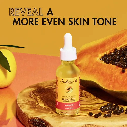 Vista 3 de SheaMoisture - Suero para todo tipo de piel, papaya y vitamina C, suero de vitamina C, 1 oz Para pieles opacas: ilumina y suaviza la tez
