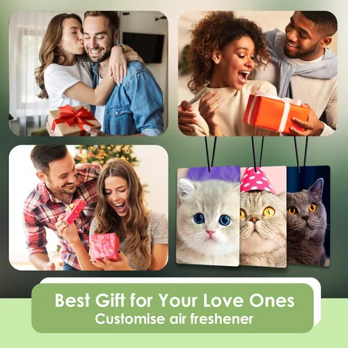 Vista 7 de Ambientador personalizado para automóvil – Ambientador de aire personalizado con foto de doble cara, ambientadores con olor con imagen para armario