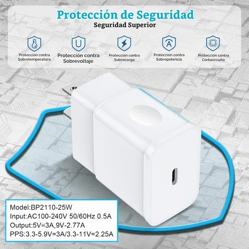 Vista 8 de Cargador rápido estupendo de 25W, cable USB del cargador de C del teléfono