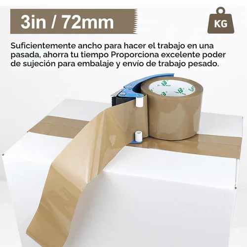 Vista 2 de BOMEI PACK Cinta de embalaje marrón de 3 pulgadas de ancho, repuestos de cinta de embalaje marrón resistente para cajas de mudanza, envío