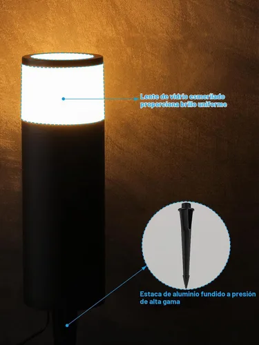 Vista 5 de LEONLITE Paquete de 4 luces de camino de bolardo de bajo voltaje, 5W 400LM, 3000K
