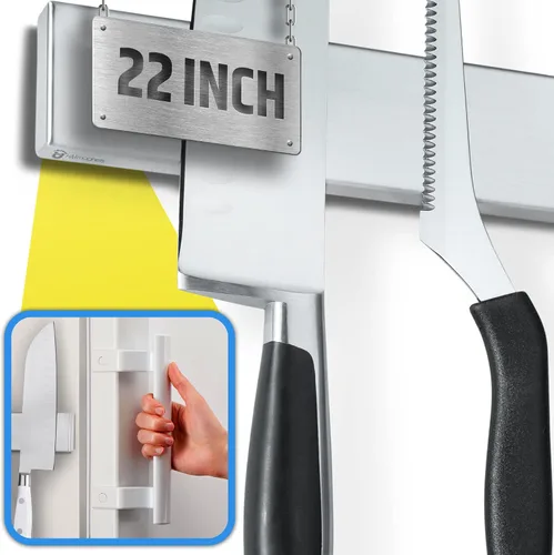 Vista 16 de Adhesivo fuerte (sin taladro) Soporte magnético para cuchillos para pared, tira profesional de cuchillos de 10 pulgadas, no necesita tornillos