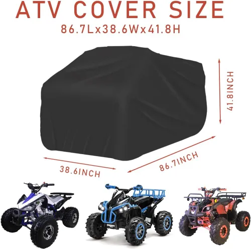 Vista 2 de Fundas para ATV Impermeables Fundas para Cuatrimotos, Tamaño XXL de 86'', Resistentes al Viento y Anti-UV, Fundas para Vehículos de 4 Ruedas Usadas