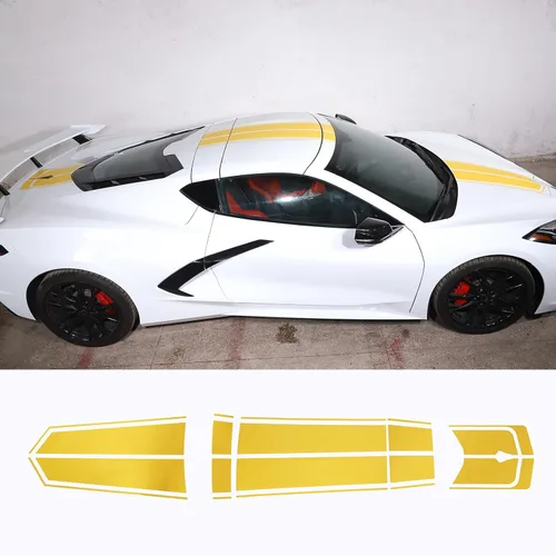 Vista 8 de Calcomanías decorativas para la parte superior de la puerta trasera y trasera, 5 unidades, compatibles con Corvette C8 Stingray 2020-2023, Negro