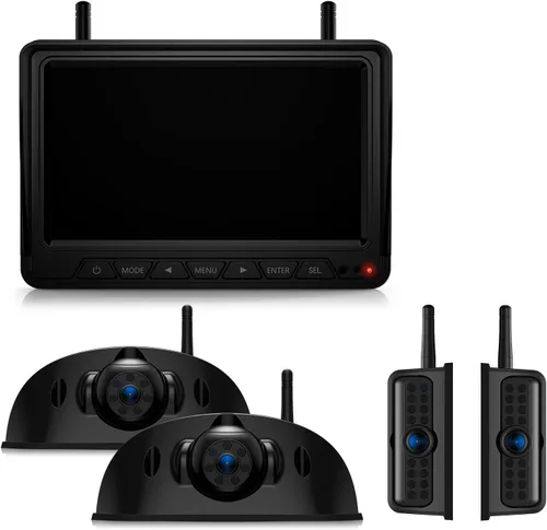 Vista 10 de Fookoo Sistema de cámara de respaldo inalámbrica HD 1080P de 7" para RV Furrion pre-cableado, furgoneta camper, monitor DVR IPS de 7" y cámara