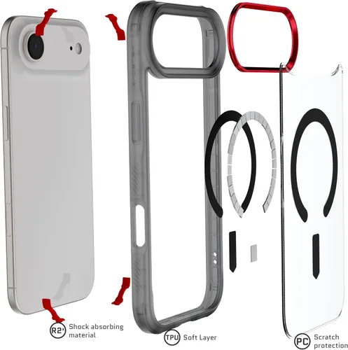 Vista 137 de Ghostek Covert Clear - Funda transparente para iPhone 15 Plus, silicona a prueba de golpes, compatible con accesorios Apple MagSafe, funda Negro