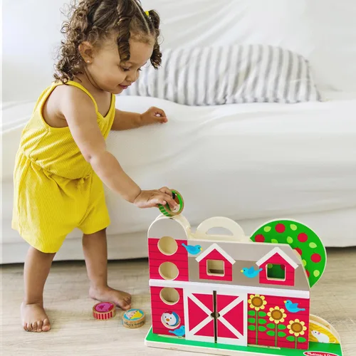 Vista 3 de Melissa & Doug GO Tots Tumble de Granja de Madera con 4 Discos - Certificado FSC