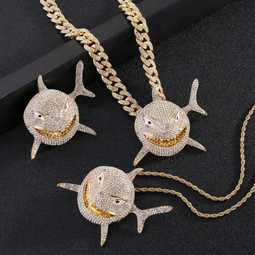 Vista 6 de Collar con colgante Ice Out, collar de cadena cubana de Miami, cadena colgante de oroplata para hombres, niños y mujeres, joyería de estilo hip-hop