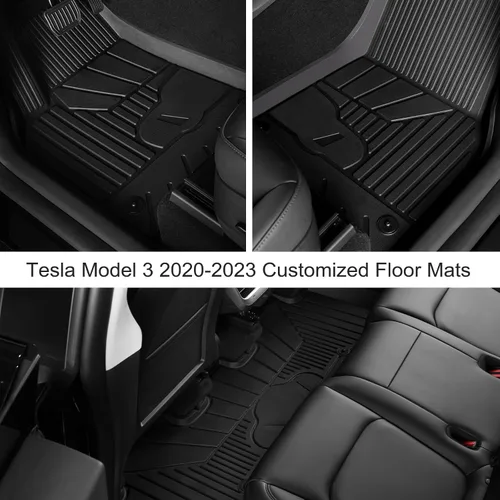 Vista 3 de Alfombrillas para el suelo y el maletero trasero de Tesla Model 3, para todo tipo de clima, de elastómero termoplástico, antideslizantes