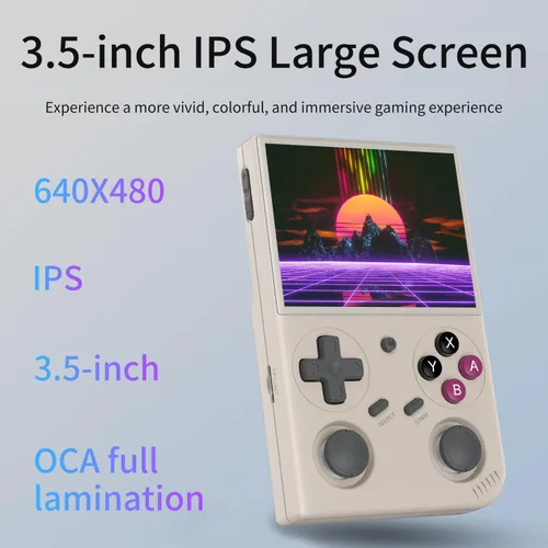 Vista 3 de G350 Retro Handheld Game Console G350 Retro Gaming Console 3.5'' IPS Screen Linux 64+32 System Built-in 64G TF Card 20+Emulators Pre-Installed 4371