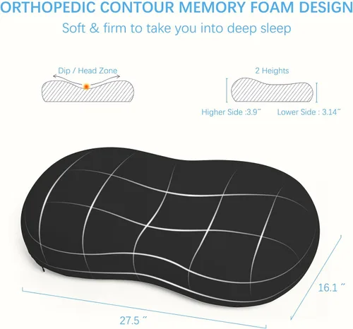 Vista 5 de Almohadas cervicales de espuma viscoelástica: Almohadas de apoyo para el cuello para dormir - Almohadas para dormir de lado para dolor de hombro