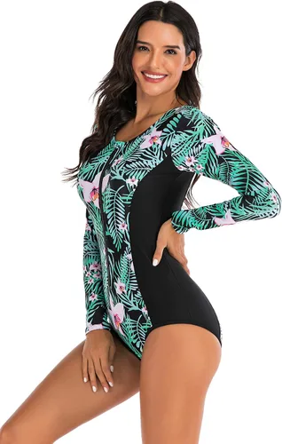 Vista 5 de YATEEN Traje de baño de entrenamiento atlético para mujer de manga larga