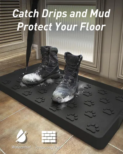 Vista 5 de SUPENUIN Bandeja de botas con patrón de patas para entrada, alfombrillas de goma impermeables para perros, bandeja multiusos para entrada