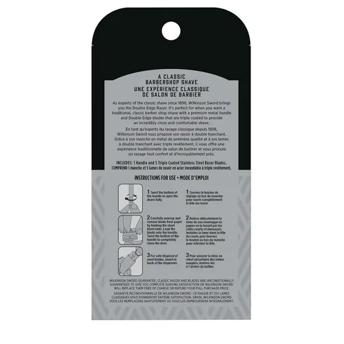 Vista 2 de Wilkinson Sword Maquinilla de afeitar de seguridad de doble filo, 1 mango Mango de metal largo de alta calidad, cuchillas de acero inoxidable