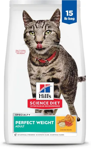 Vista 14 de Hill's Science Diet Peso Perfecto, Adulto 1-6, Apoyo para el Manejo del Peso, Alimento Seco para Gatos, Receta de Pollo, Bolsa de 3 libras