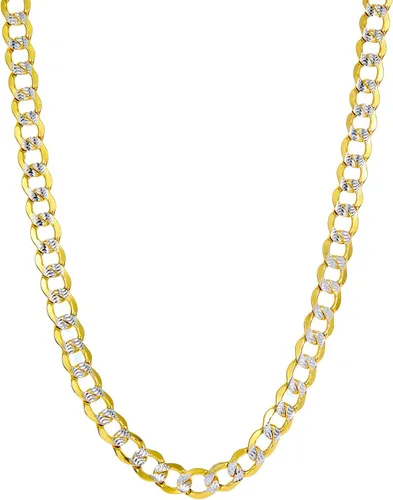Vista 8 de 14k REAL Yellow/Two Tone Gold Bevelled Hollow 11mm, 9mm, 6.5mm, 5mm, 4.5mm, 3.5mm, 2.5mm, 2mm Cuban Curb Chain Necklace/Bracelet with Lobster Claw