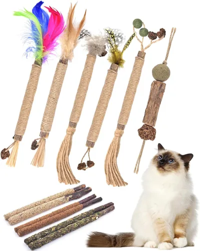 Vista 11 de TINDTOP Silvervine - Palitos masticables para gatos, paquete de 10 juguetes
