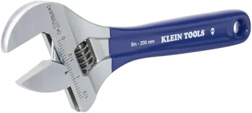 Vista 6 de Klein Tools D509-8 Llave ajustable, llave de transmisión forjada de mandíbula extra ancha con acabado cromado pulido, 8 pulgadas