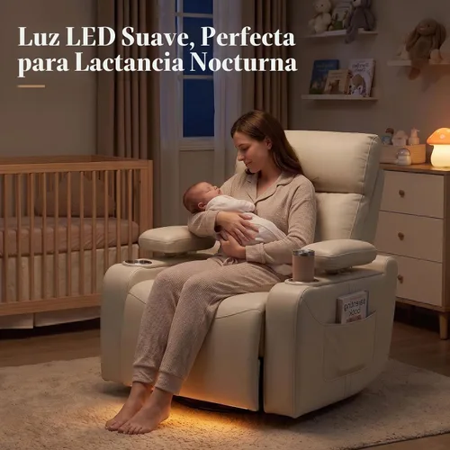 Vista 8 de ABCASA Mecedora giratoria eléctrica para guardería con brazo