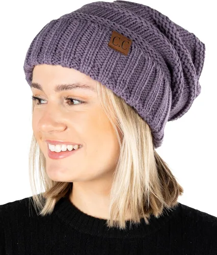 Vista 366 de Funky Junque Gorro de moda de punto trenzado de talla extragrande, grueso, abrigado, suave y holgado