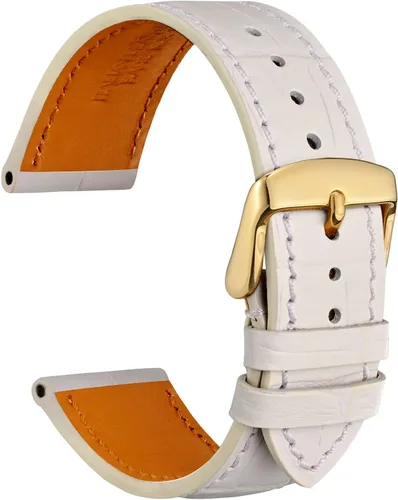 Vista 13 de WOCCI - Correas para reloj de cuero italiano, grano de cocodrilo en relieve, elige color y ancho 14 mm 18 mm 19 mm 20 mm 21 mm 22 mm, Negro