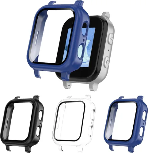 Vista 17 de Paquete de 2 fundas protectoras compatibles con Gabb Watch 3/3e, carcasa rígida de policarbonato duro con protector de pantalla de vidrio templado