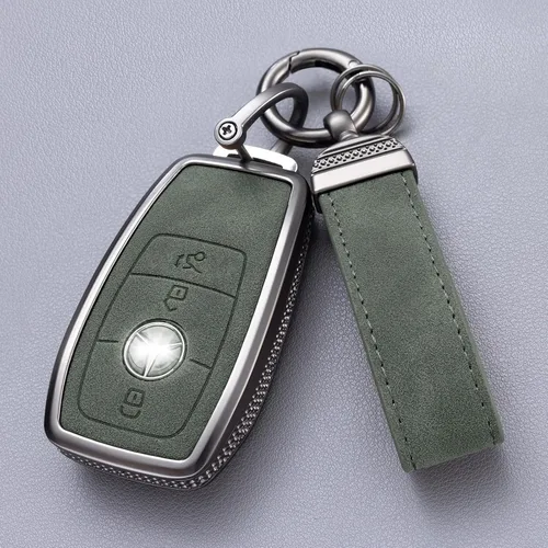 Vista 4 de YO&YOYE Compatible con Mercedes Benz Funda para llavero con llavero de cuero Carcasa protectora para llave Mercedes Benz Clase E Clase S Clase A