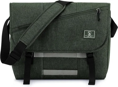 Vista 13 de OIWAS Bolsa tipo mensajero para hombre, 14 pulgadas, bolsa cruzada para computadora portátil, bolsa de hombro, bolsa de hombro para universidad