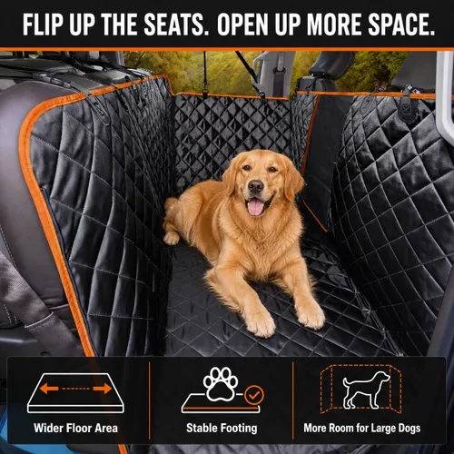 Vista 3 de Funda de asiento para perros con asientos traseros abatibles, hamaca de suelo de cobertura completa para perros grandes, protector Oxford de nailon
