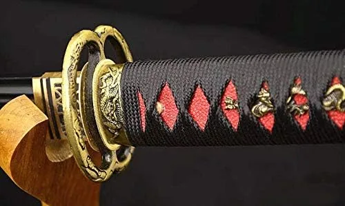 Vista 8 de Espada japonesa Samurai Katana GLW, espada de arcilla de acero plegado original, hoja templada afilada de 41 pulgadas